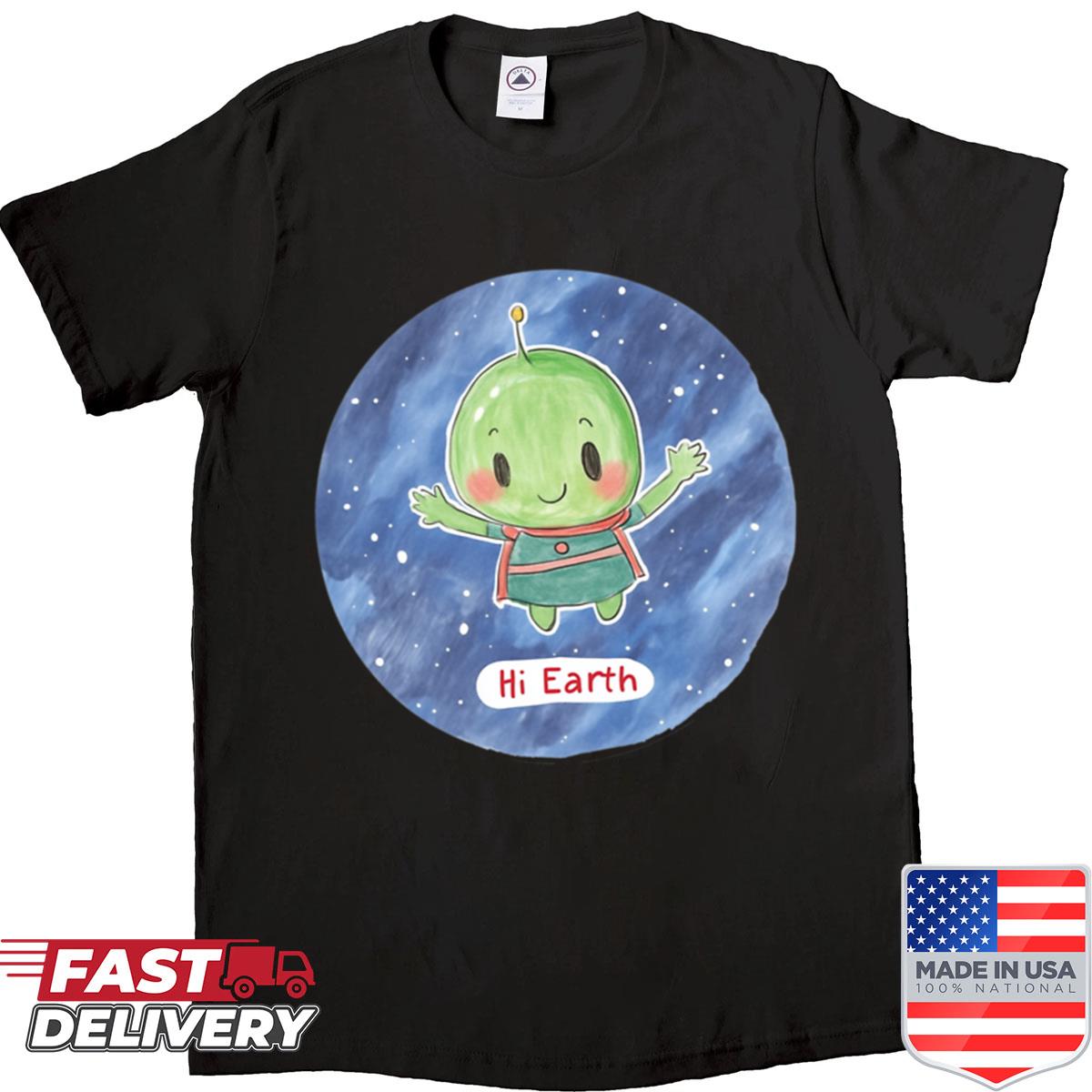 Cute Alien Waving In Outer Space Shirt