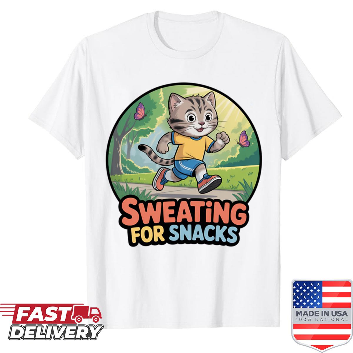 Running Kitten Sweating For Snacks Shirt