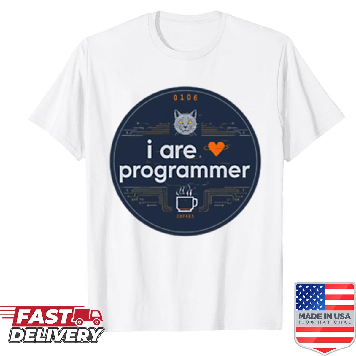 Cat Programmer Glitch Meme For Developers Shirt