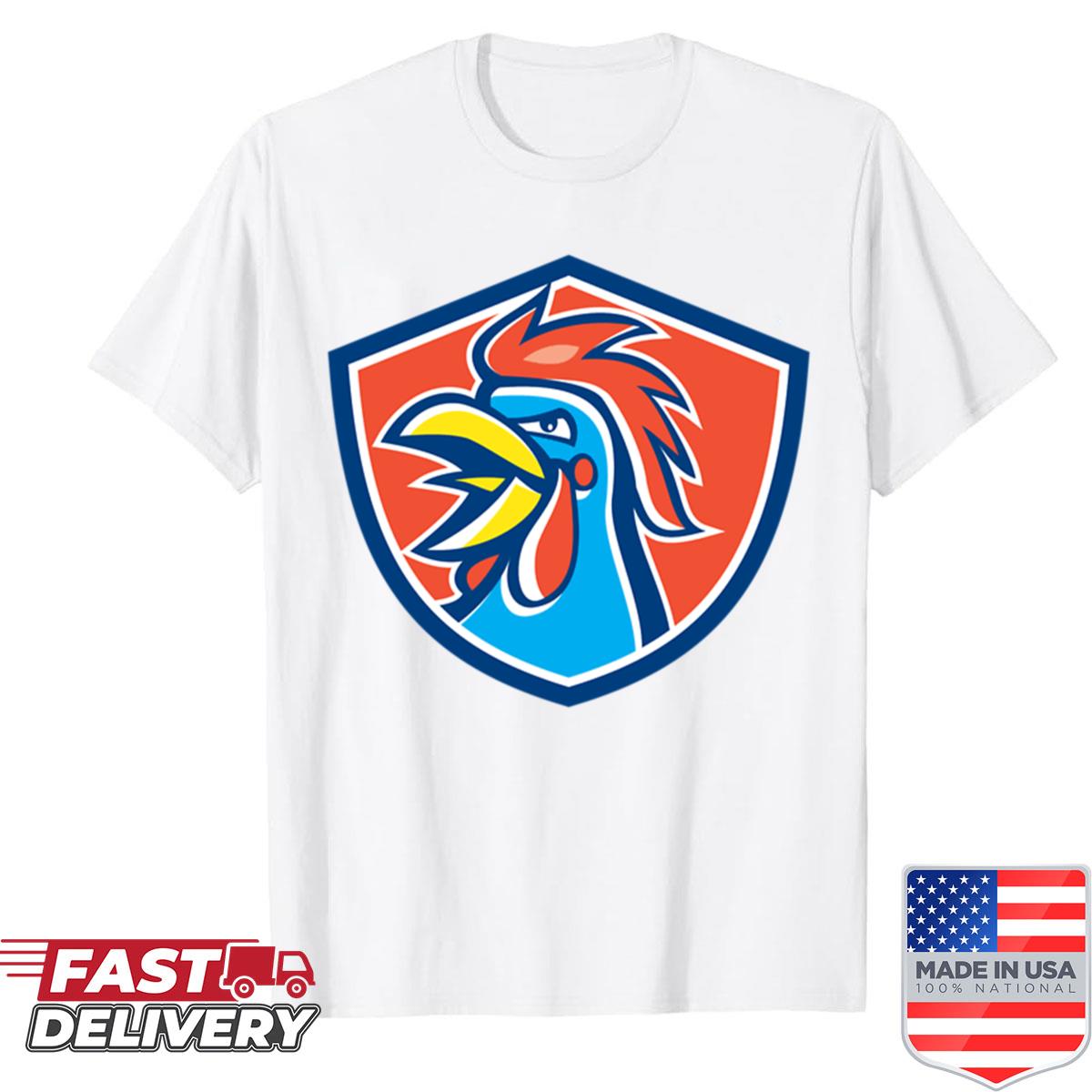 Cockerel Rooster Crowing Head Shield Oversized Shirt