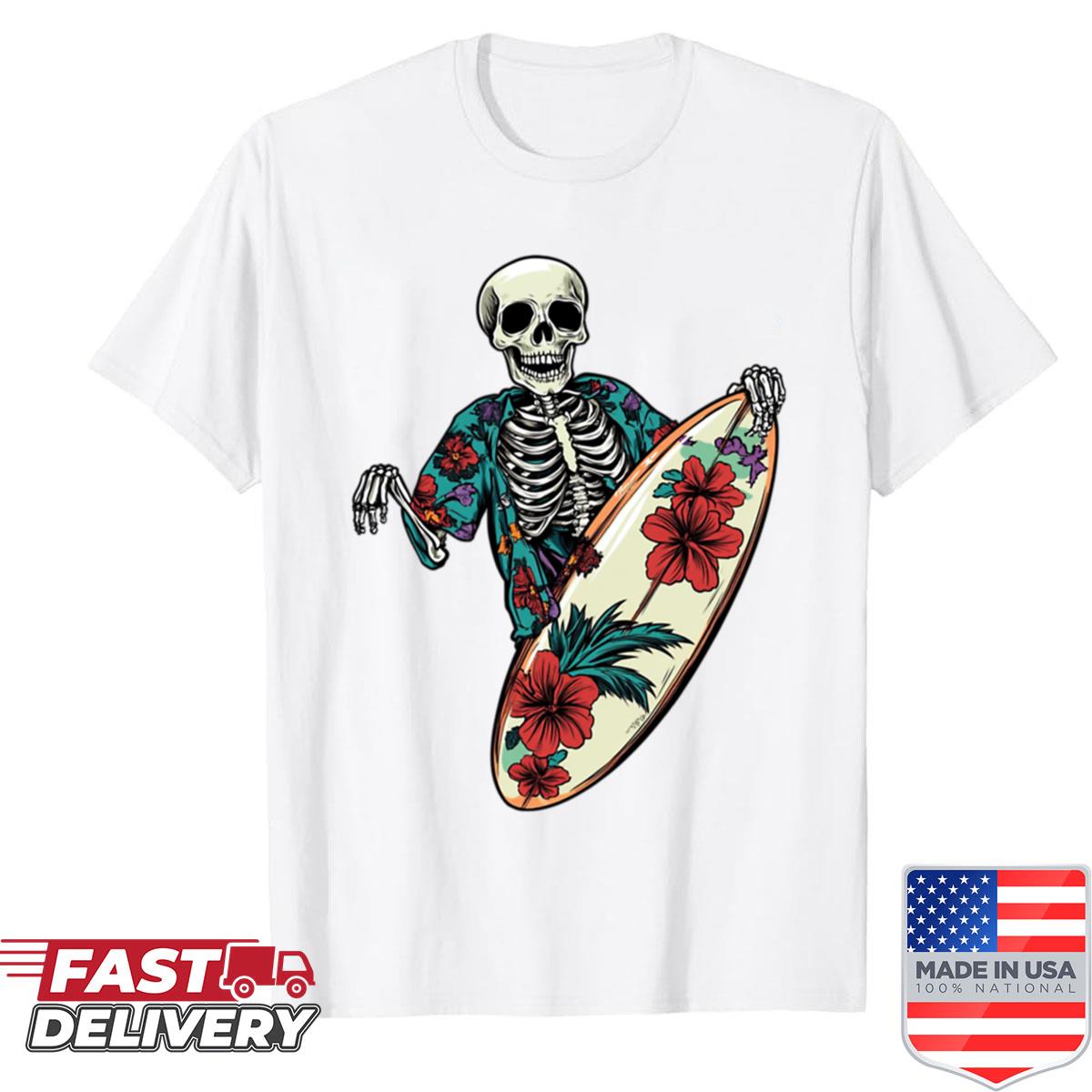 Cool Skeleton Surfing Oversized Shirt