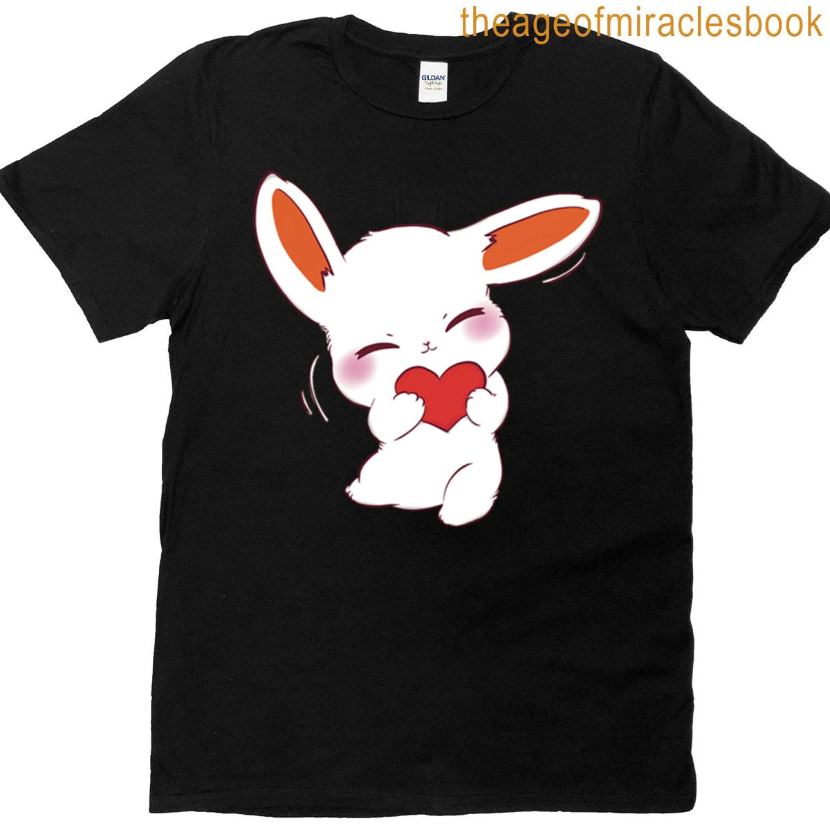 Cut Bunny Holding Heart Design T-shirt