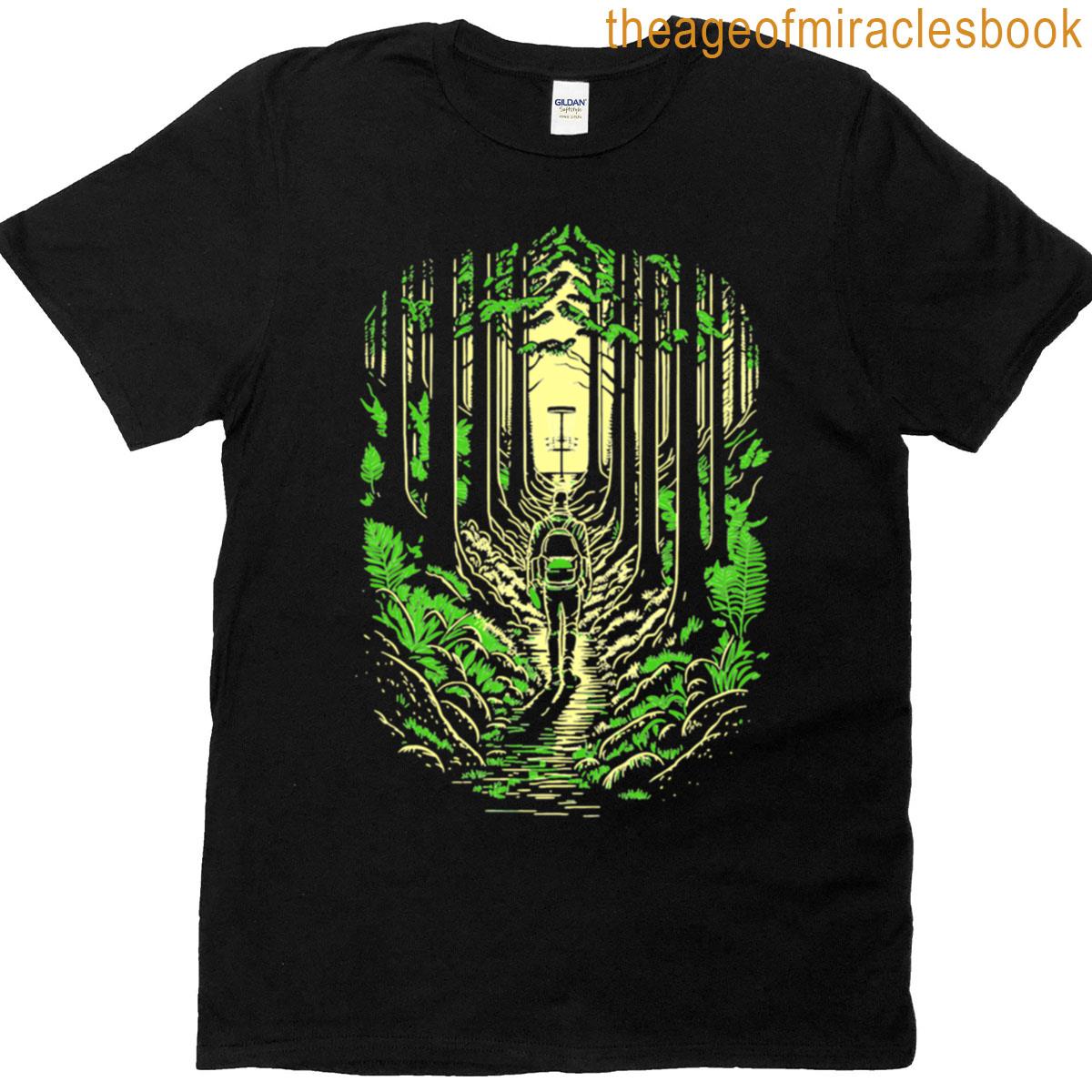 Disc Golf Forest Course Wilderness Golfer Sunset T-shirt
