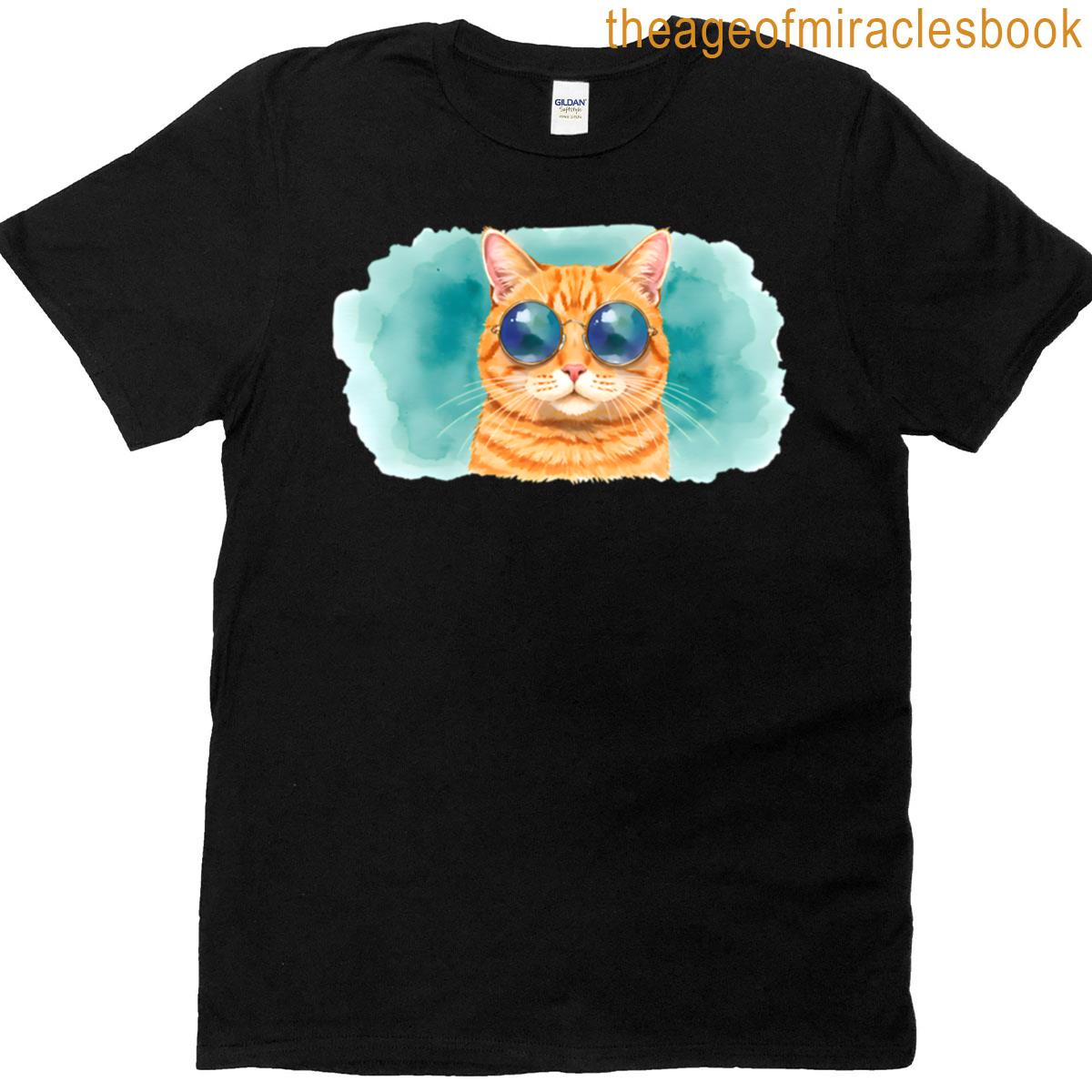 Orange Tabby Cat With Round Sunglasses T-shirt