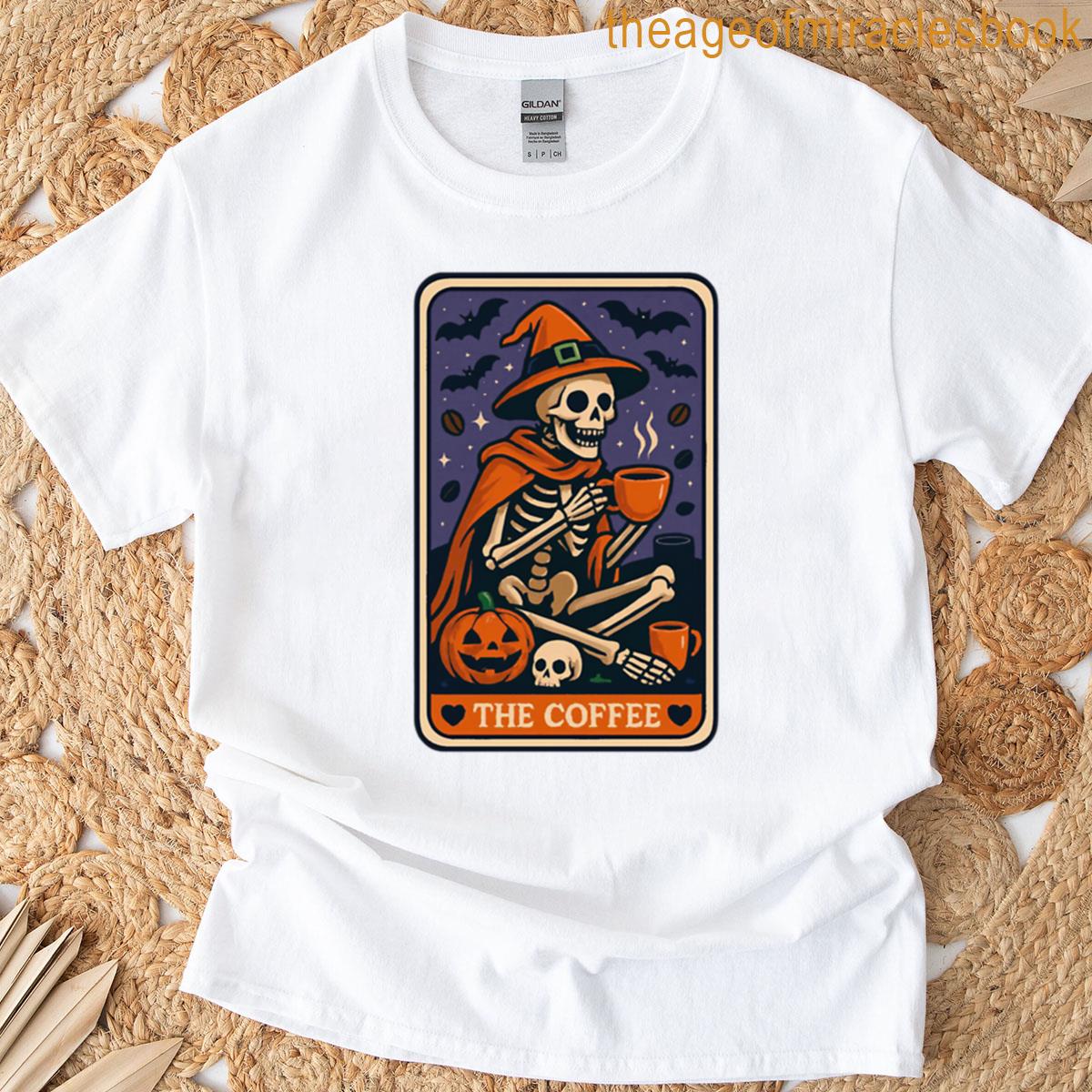 The Coffee – Skeleton Tarot Card T-shirt