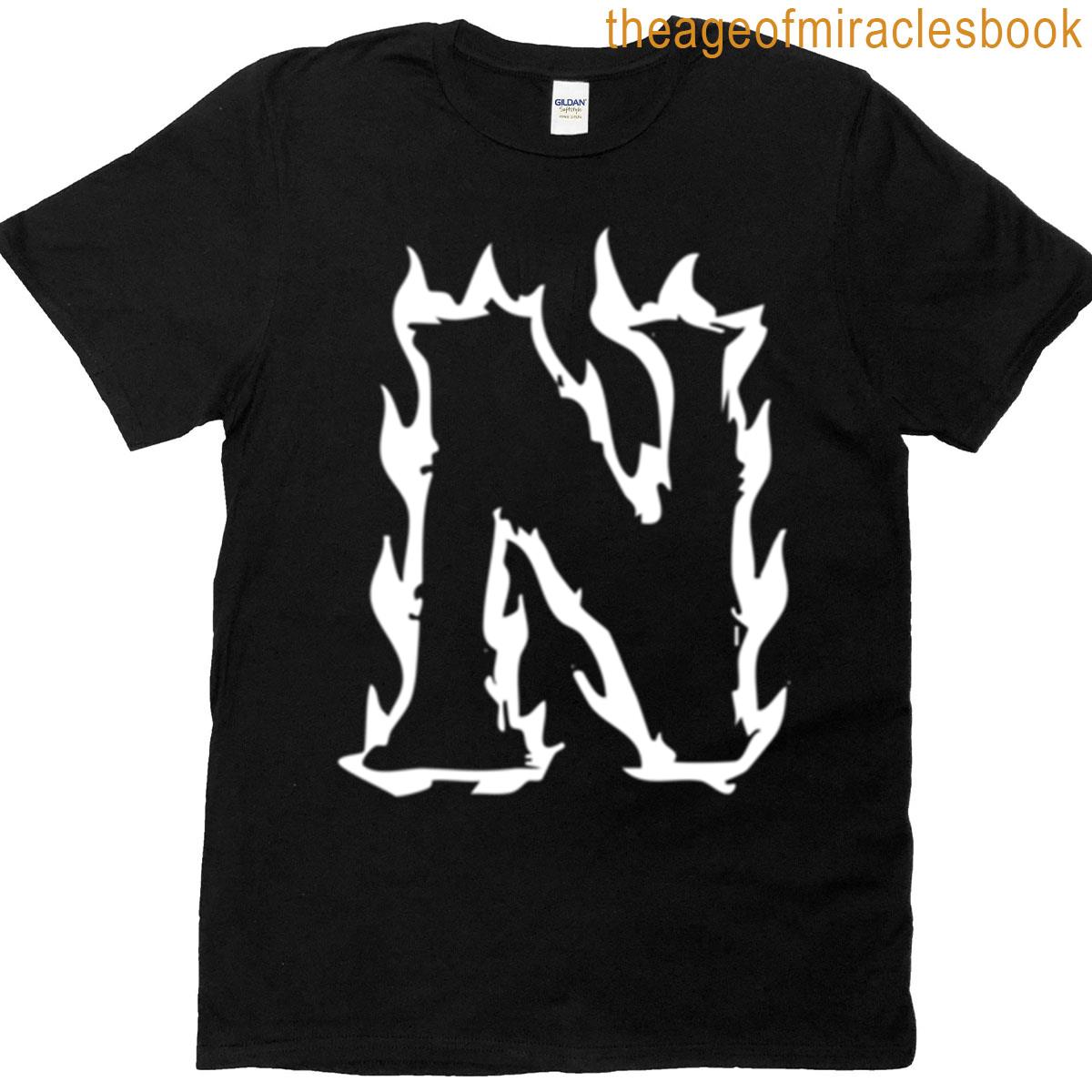 Flaming N Letter Monogram White Edition T-shirt