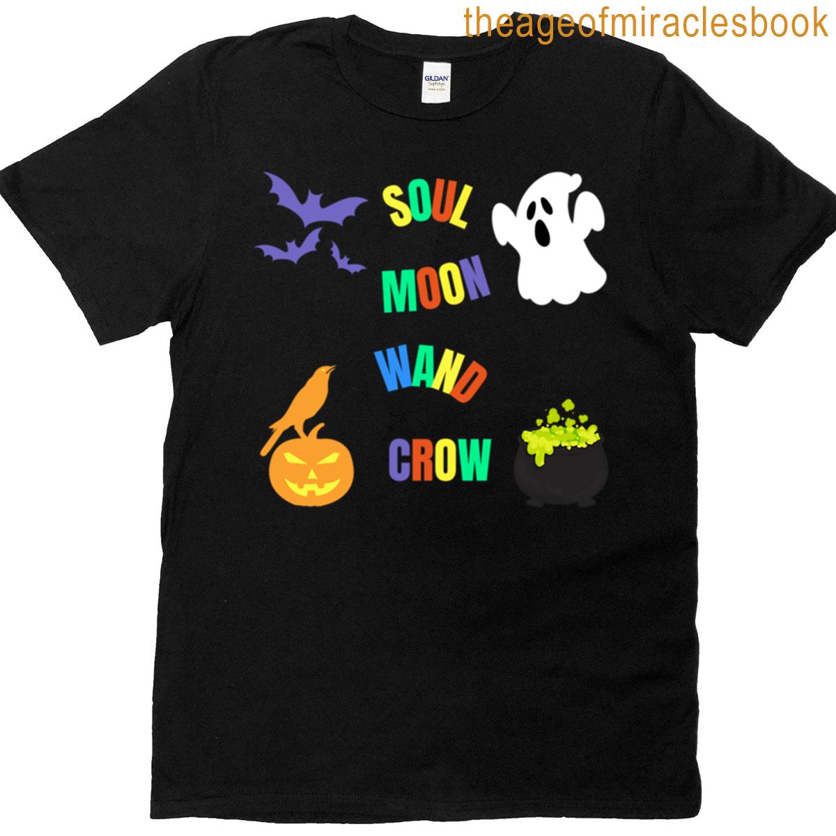 Ghost Moon Crow Wand Halloween T-shirt