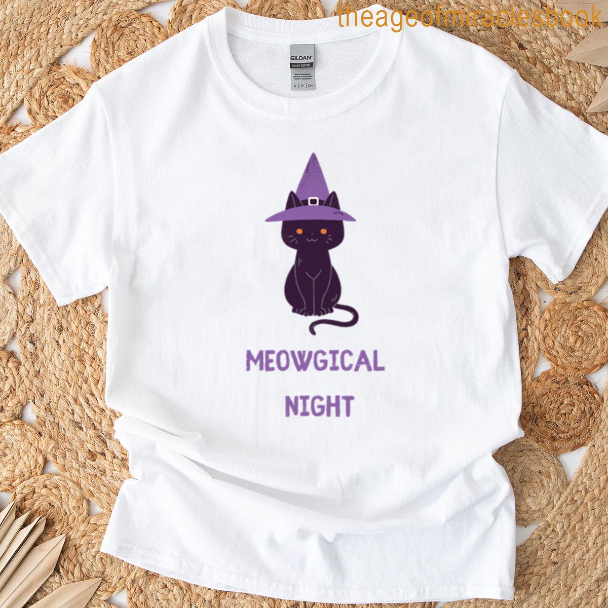 Halloween Black Cat With Witch Hat T-shirt
