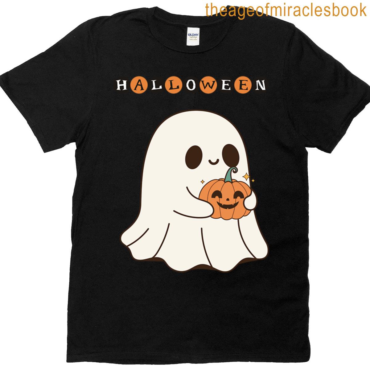 Halloween Ghost Cute Ghost With Pumpkin Oversized T-shirt