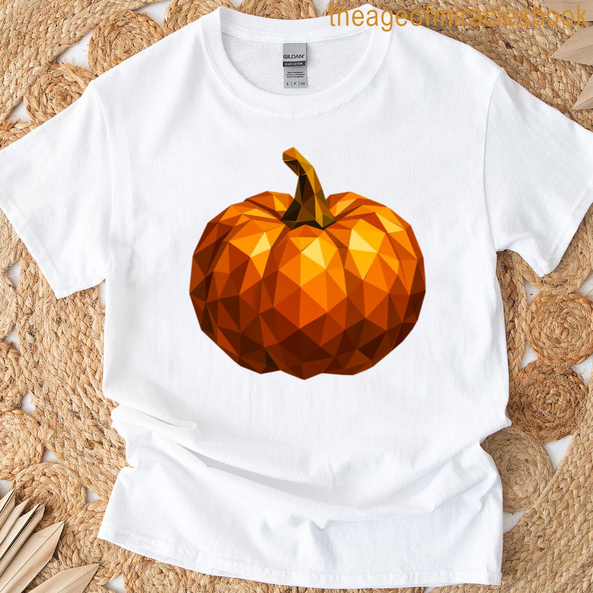 Low-poly Geometric Pumpkin Modern Autumn Design T-shirt