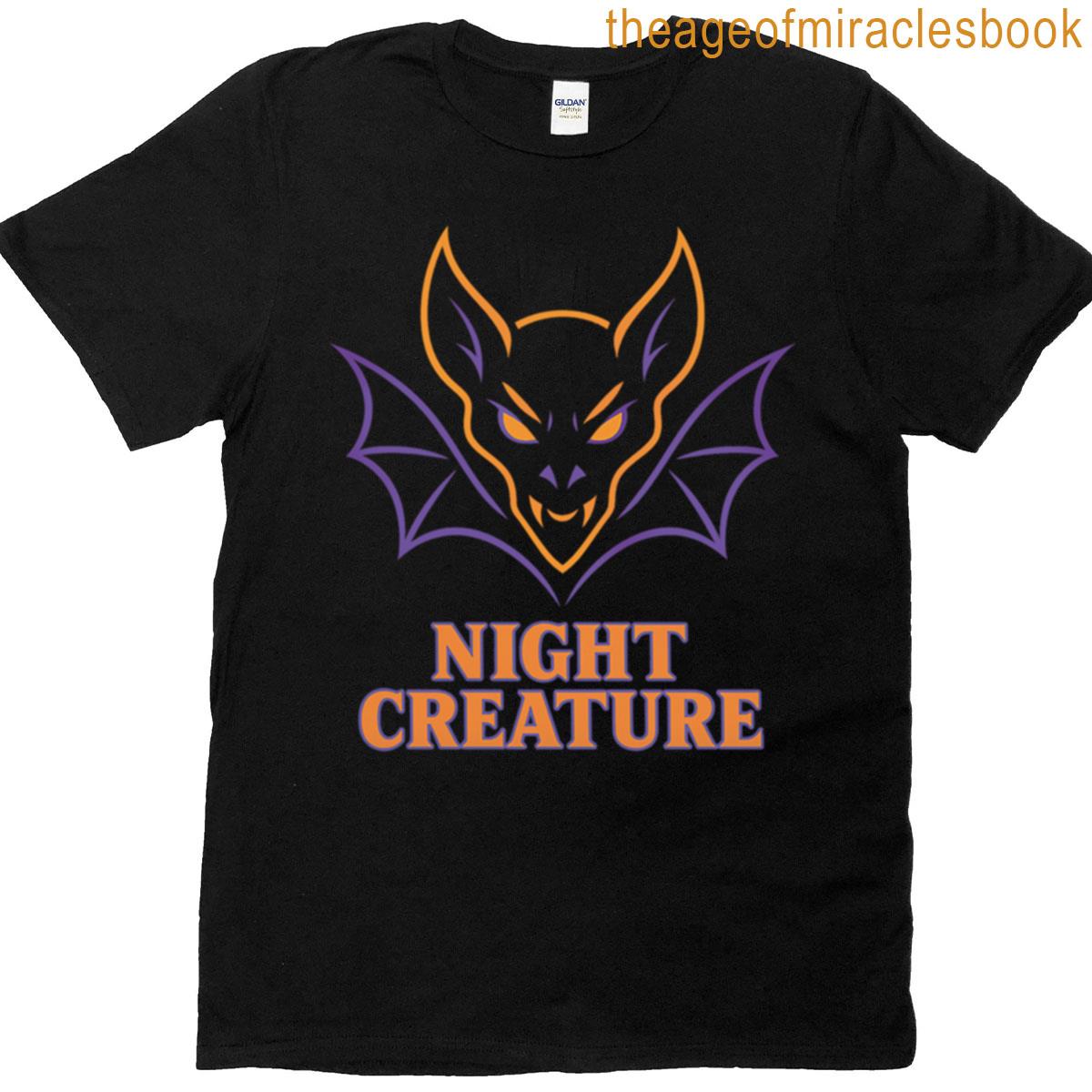 Night Creature Gothic Bat Halloween Design T-shirt