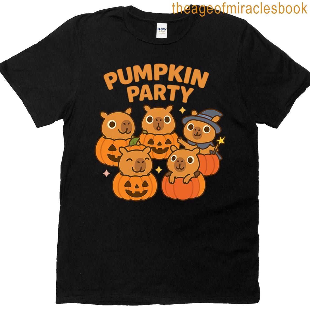 Pumpkin Party Capybaras In Pumpkins T-shirt
