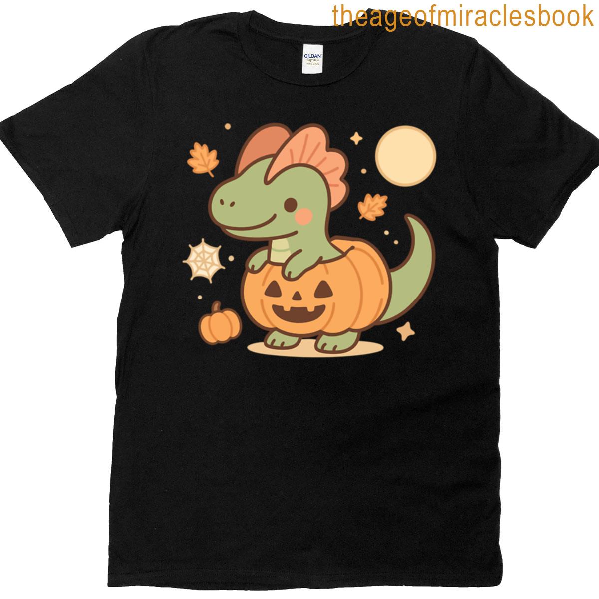 Spooky Cute Dino Pumpkins Dilophosaurus T-shirt