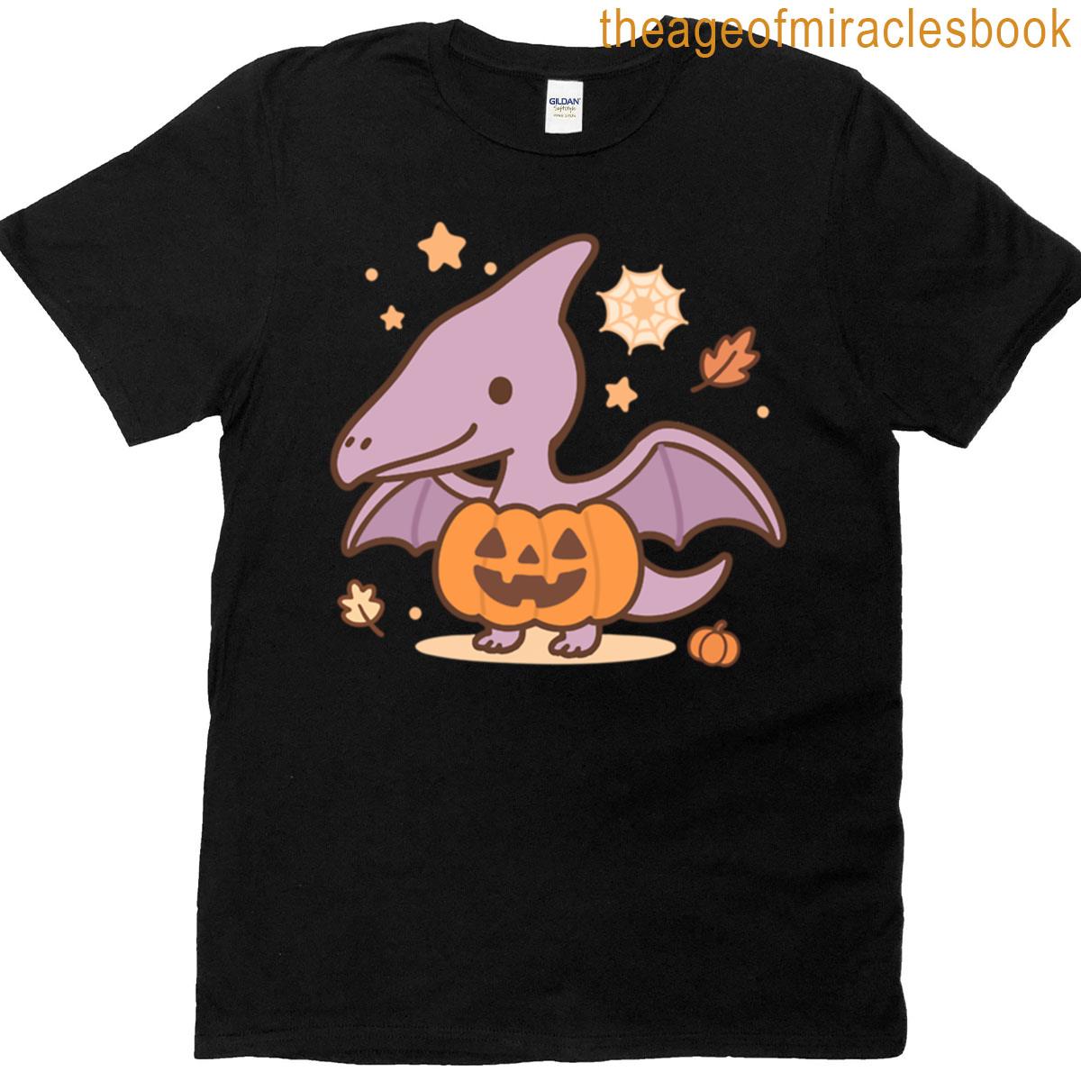 Spooky Cute Dino Pumpkins Pterodactyl T-shirt