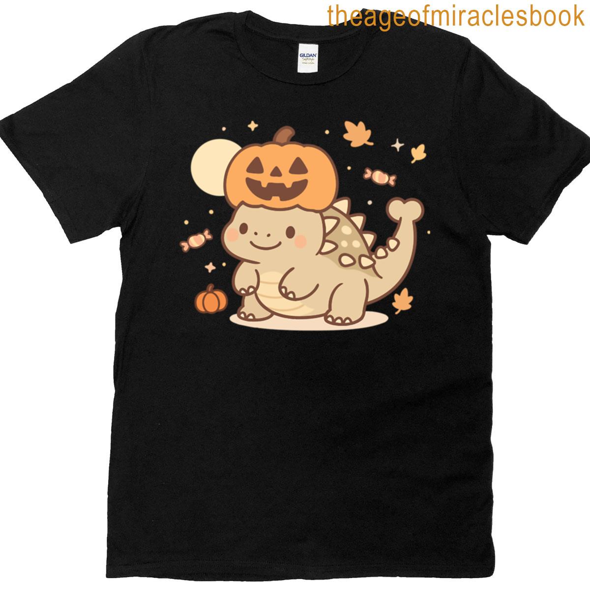 Spooky Cute Dino Pumpkins Stegosaurus T-shirt