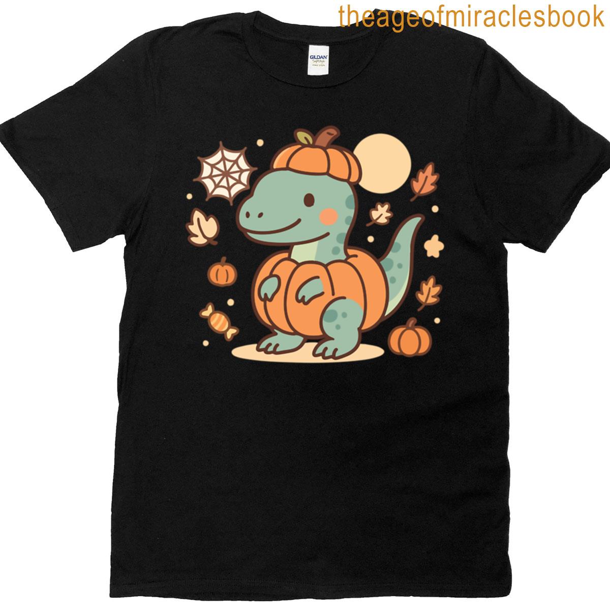 Spooky Cute Dino Pumpkins Velociraptor T-shirt