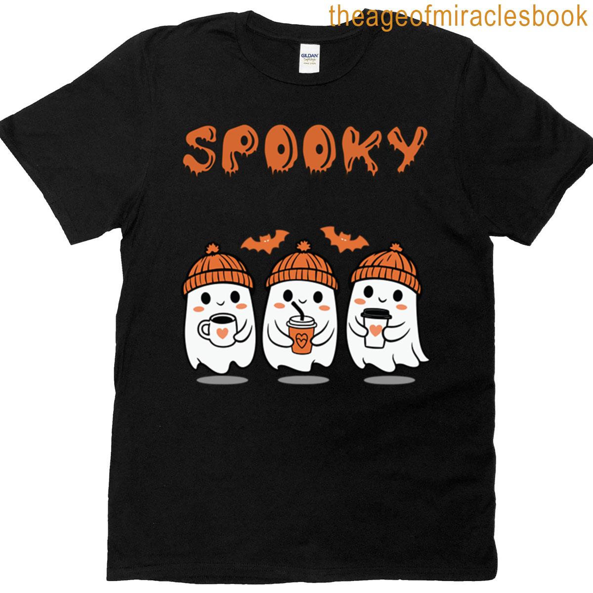 Spooky Ghosts Three Cute Ghosts With Hats T-shirt
