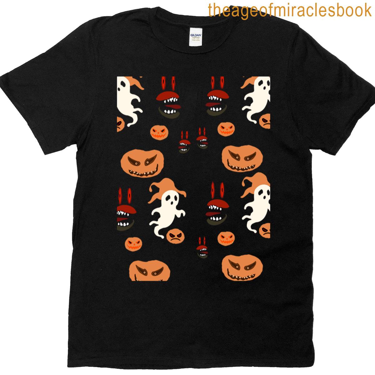 Spooky Scary Halloween Design Colors Pattern T-shirt
