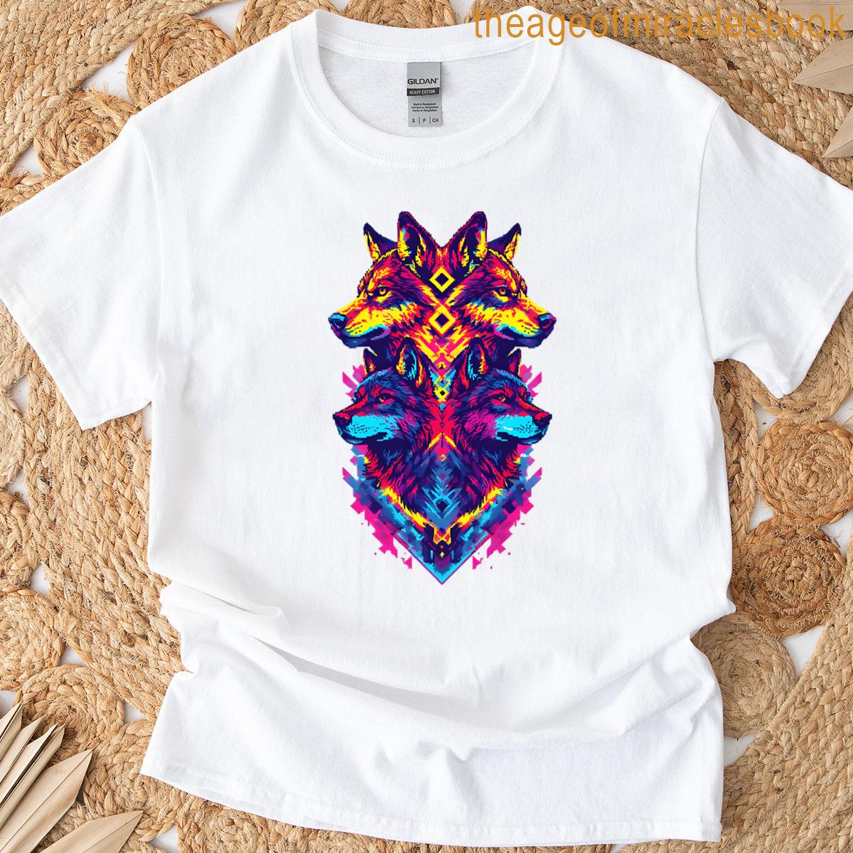 Tribal Wolf Pattern T-shirt
