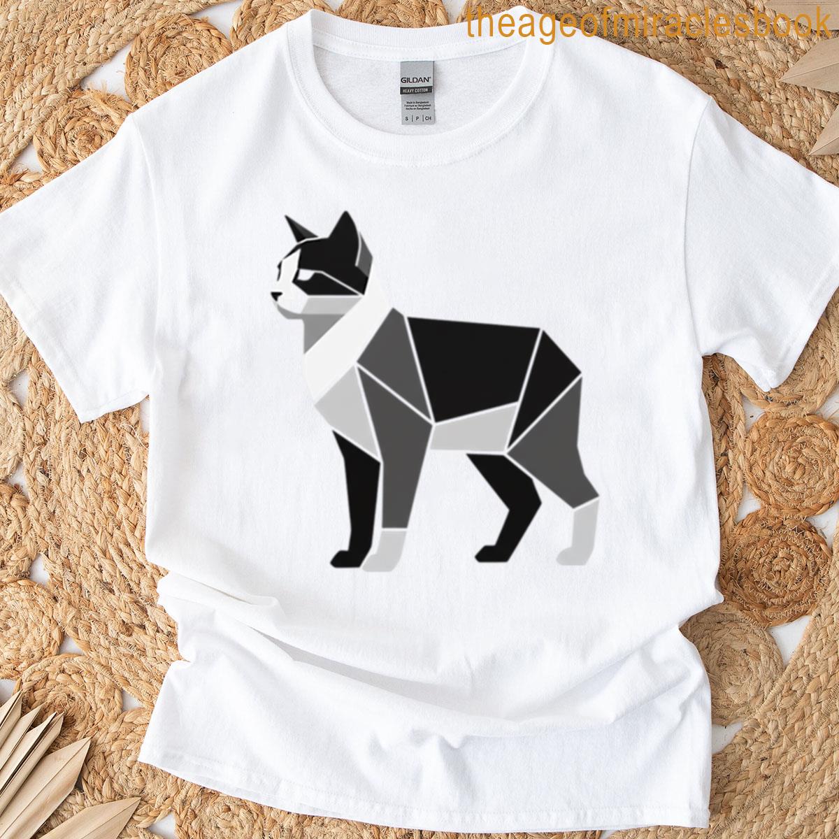 Black And White Geometric Cat T-shirt