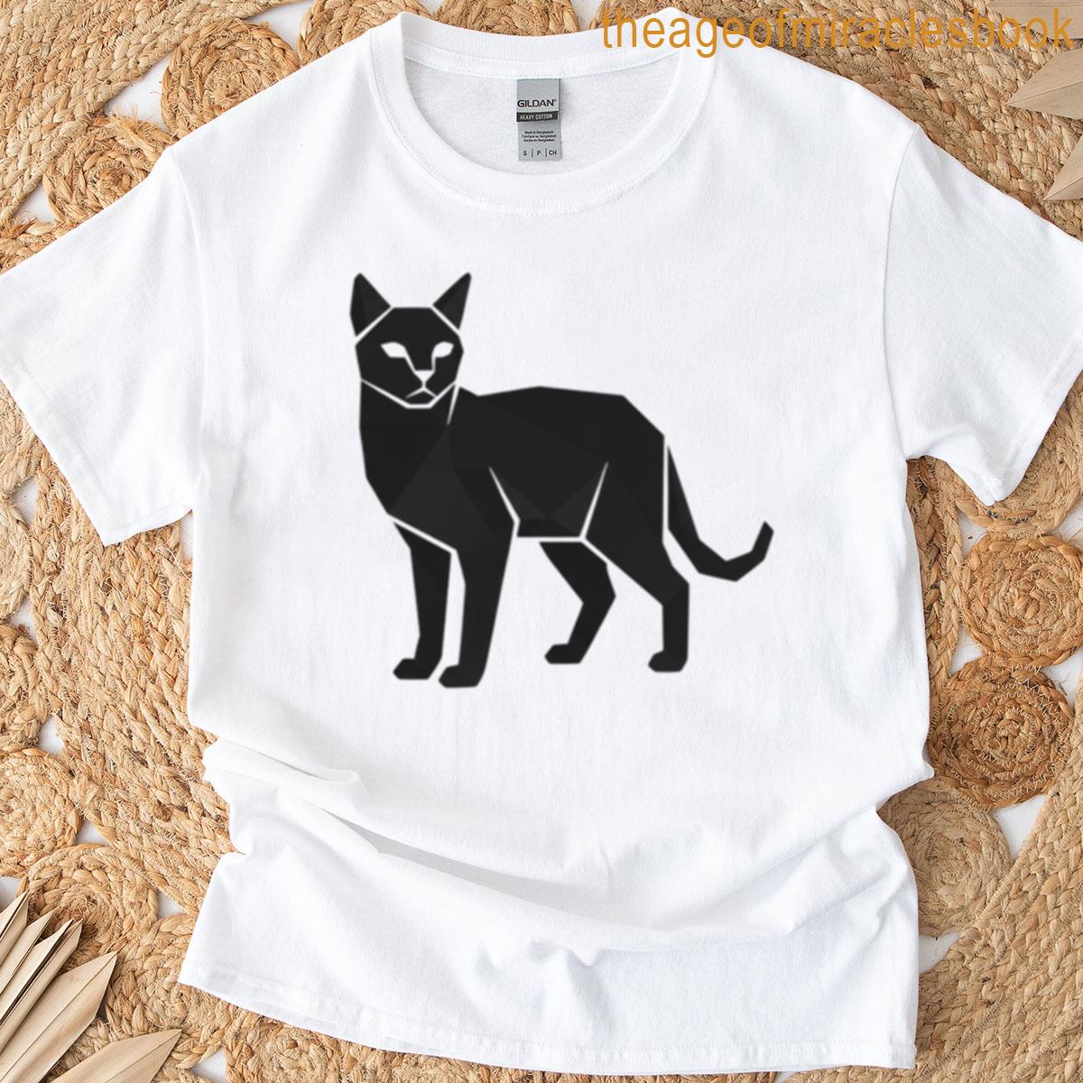 Mysterious Black Geometric Cat T-shirt