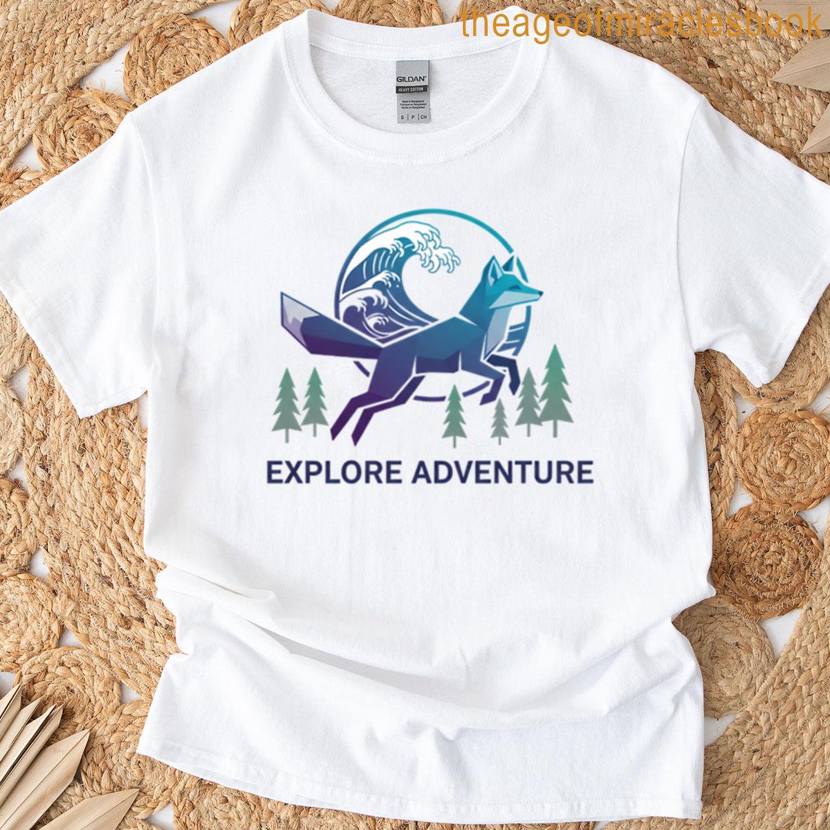 Explore Adventure Fox With Ocean Wave And Forest T-shirt