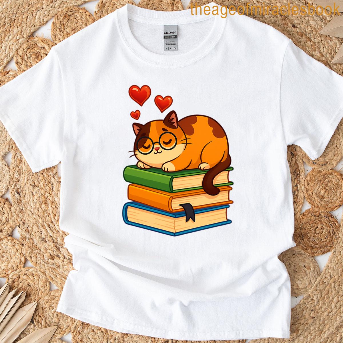 Book And Cat Lovers T-shirt