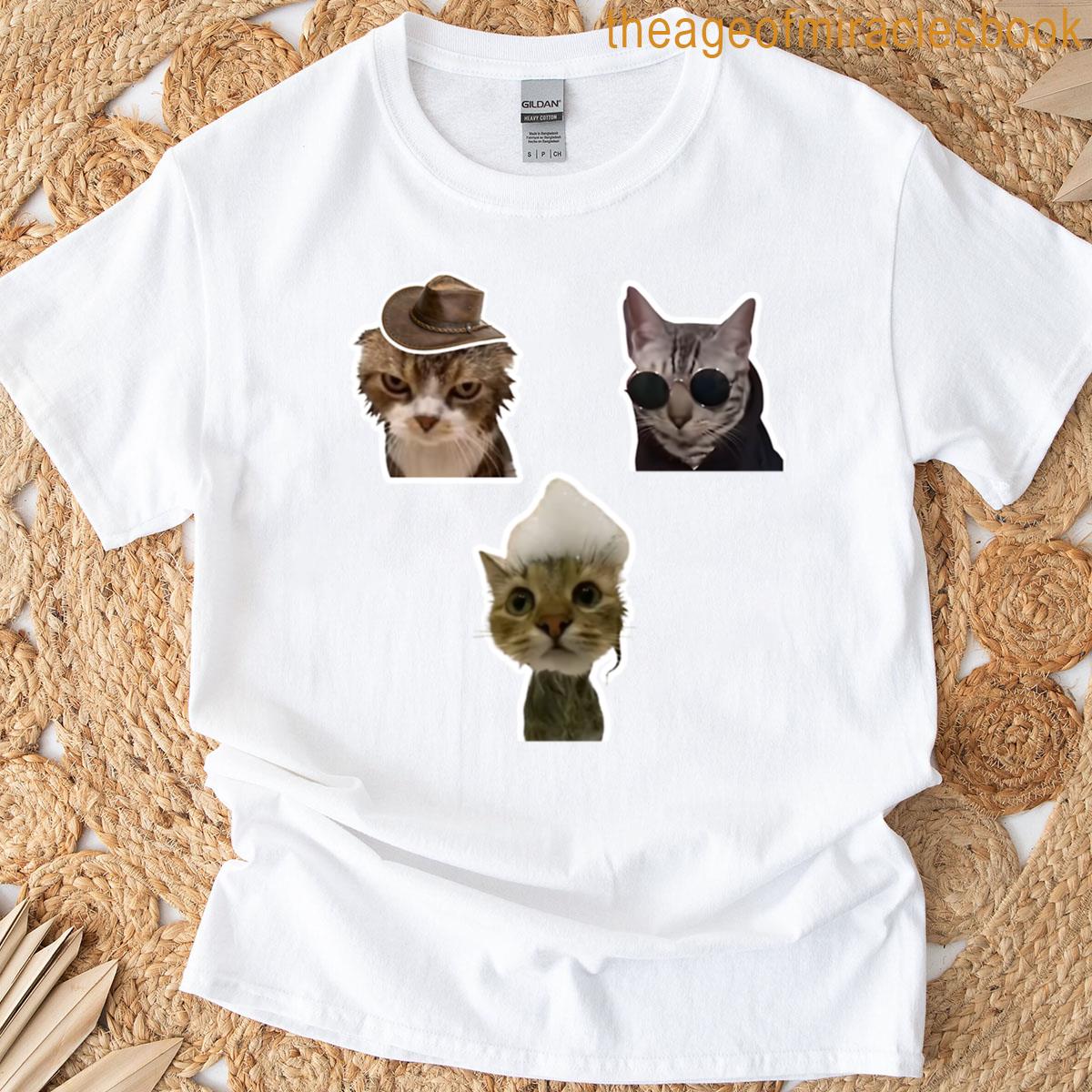 Cool Grumpy And Wet Cat Sticker Trio Oversized T-shirt