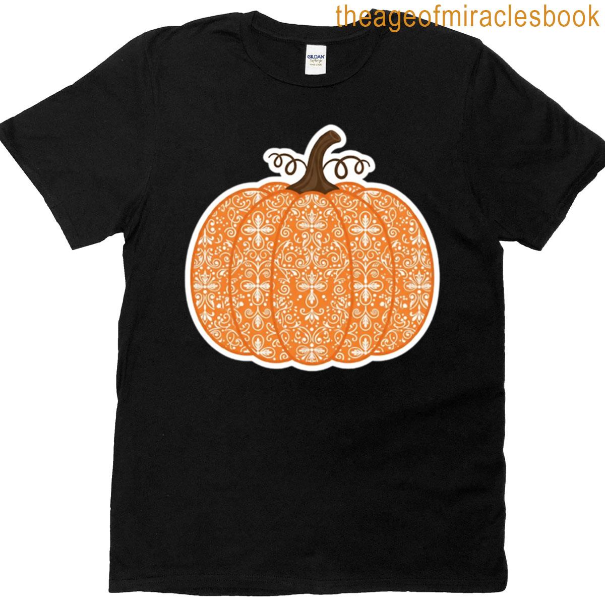 Damask Halloween Lace Pumpkin T-shirt