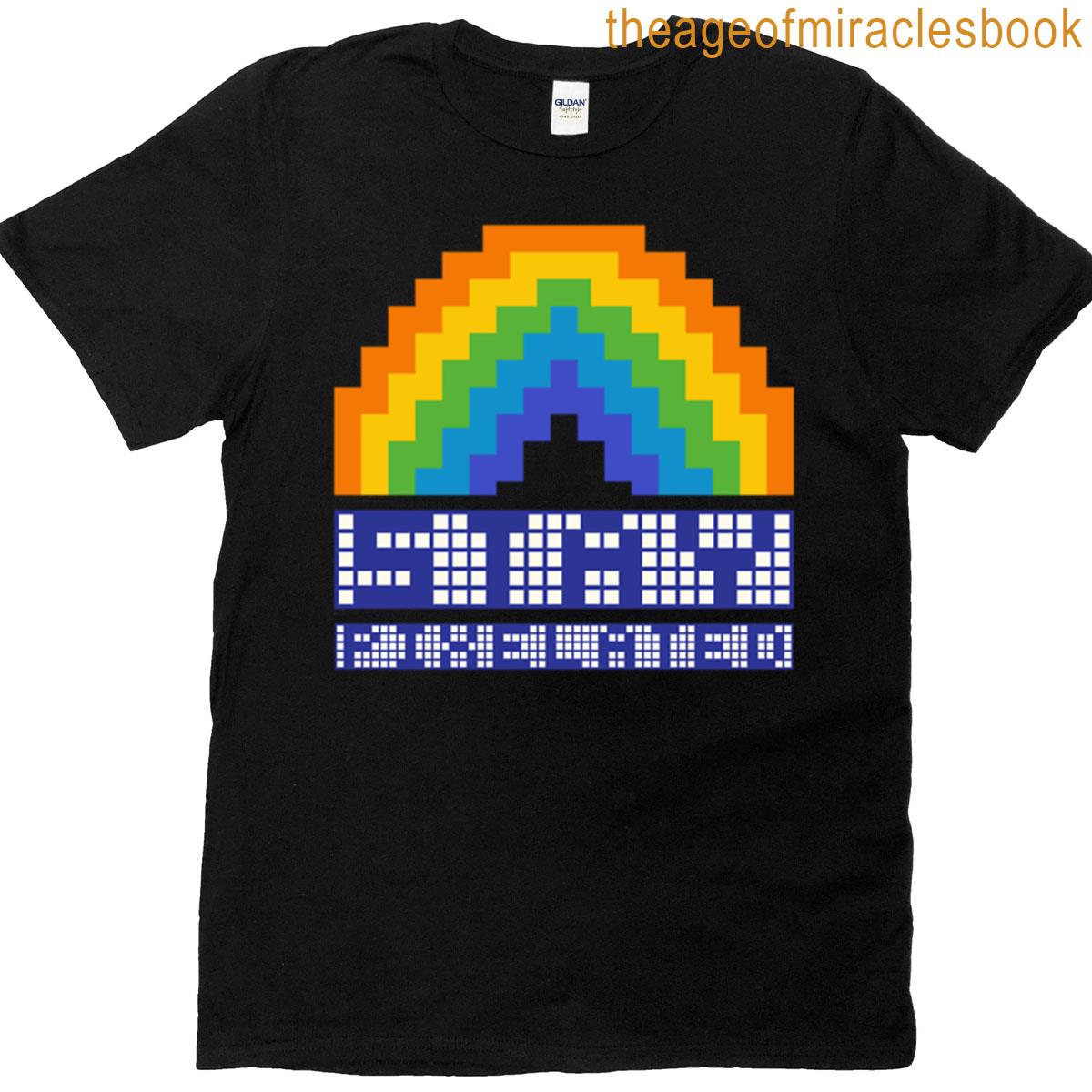 Stay Pixelated Retro Rainbow Pixel Design T-shirt