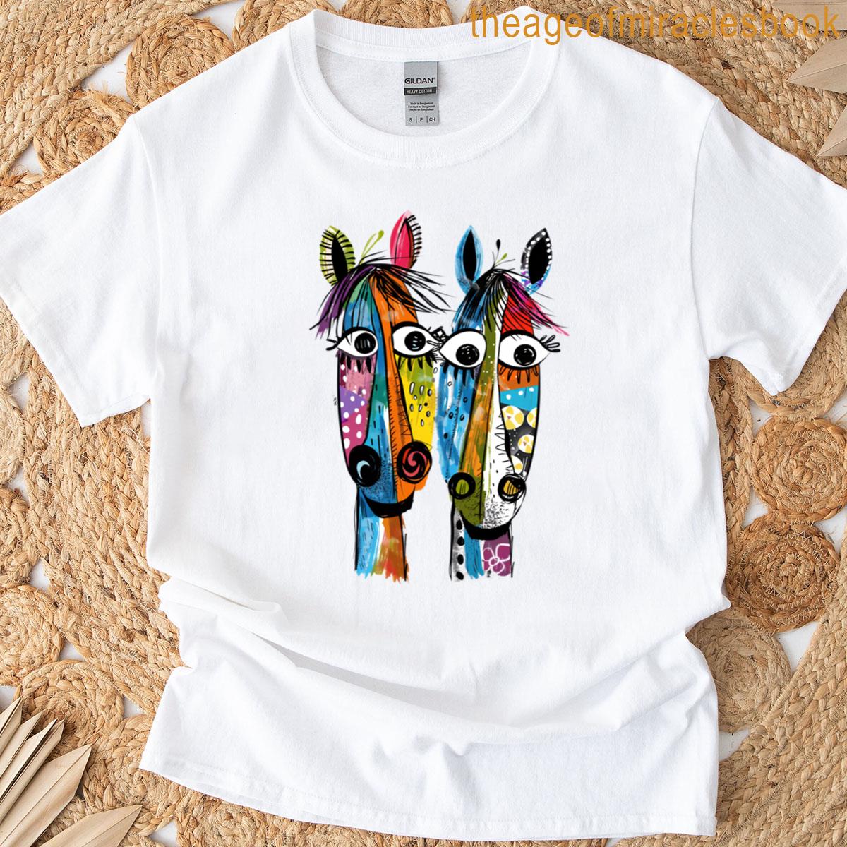 Two Abstract Funny Horses T-shirt