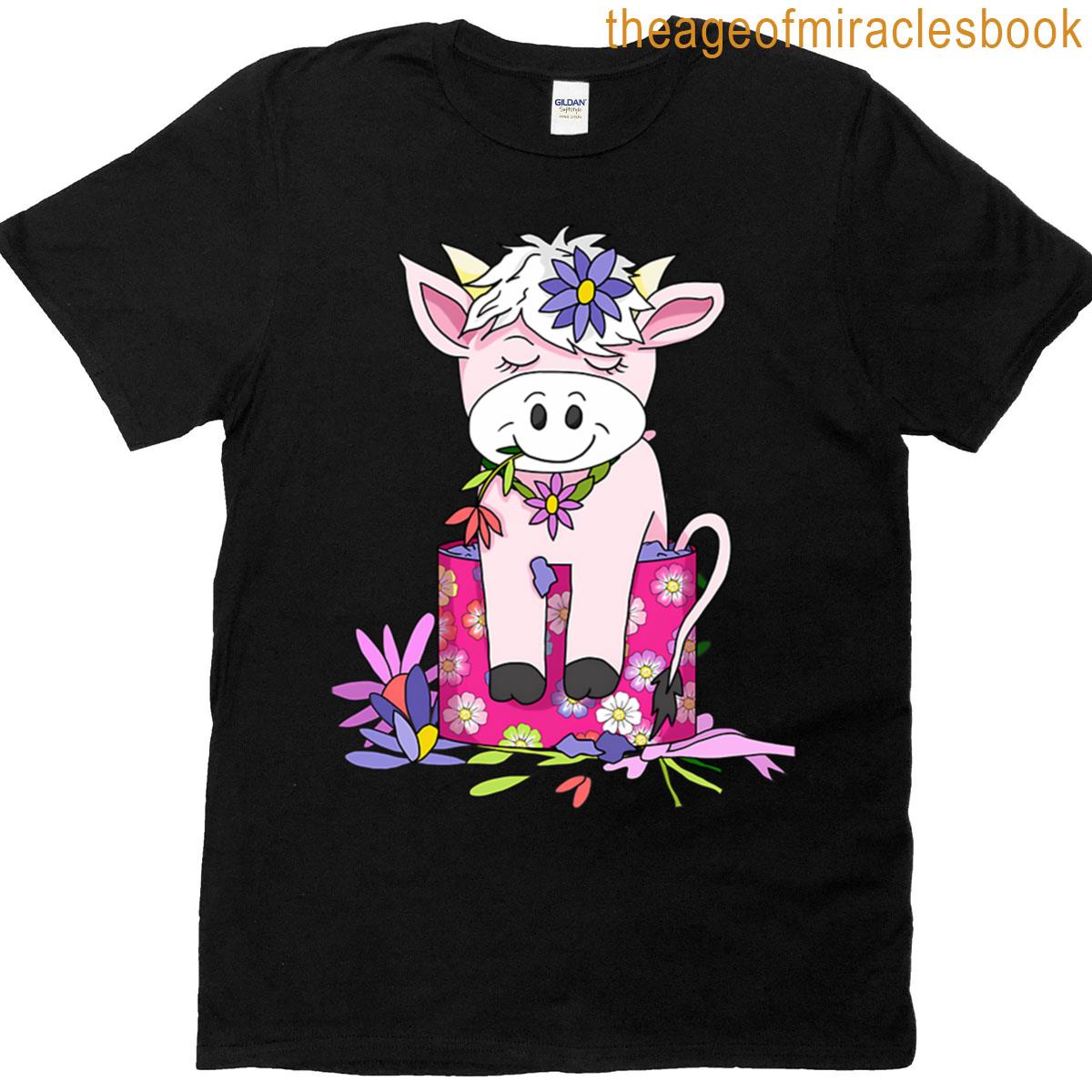 Cartoon Cow In A Box T-shirt