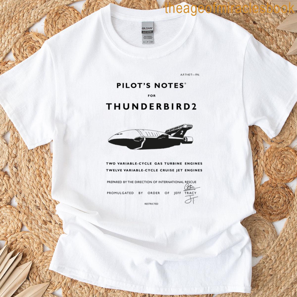 Pilots Notes For Thunderbird 2 T-shirt