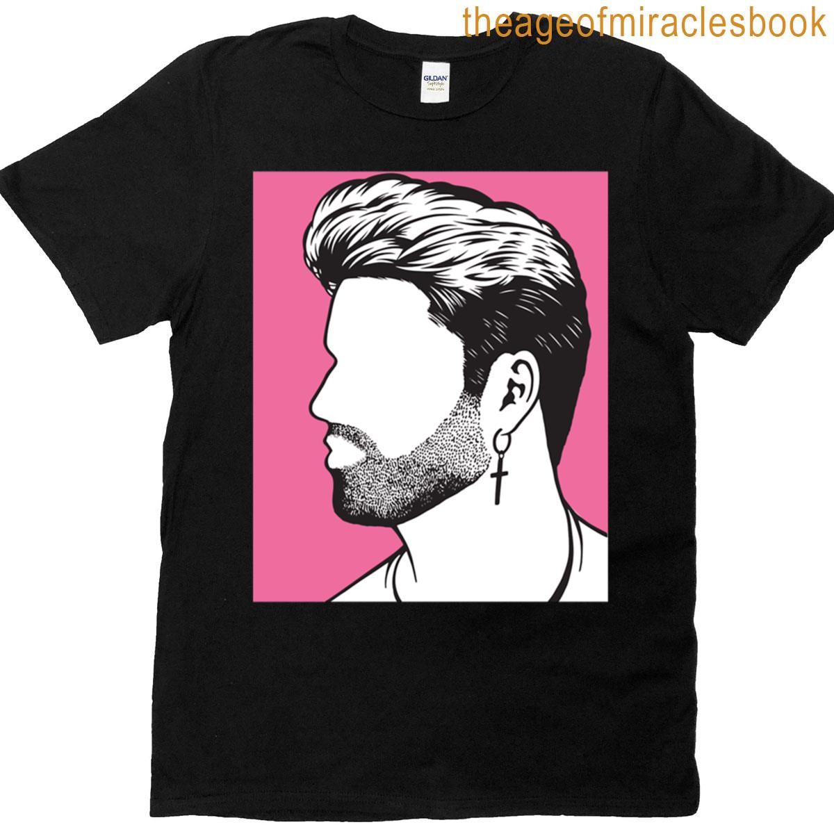 Pink Background George Michael Image Black Gift T-shirt