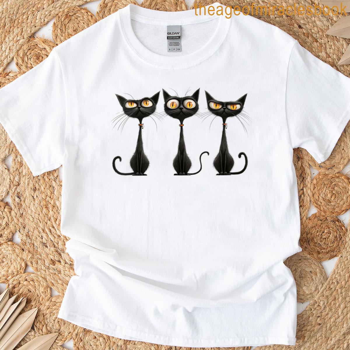 Womens Black Cat Gothic T-shirt