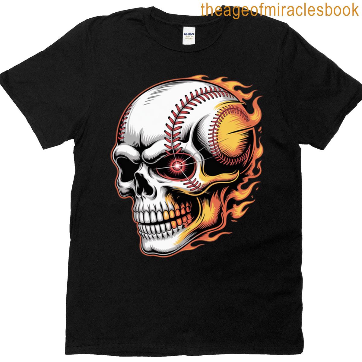 Baseball Player Halloween Pumpkin Cool Skeleton T-shirt