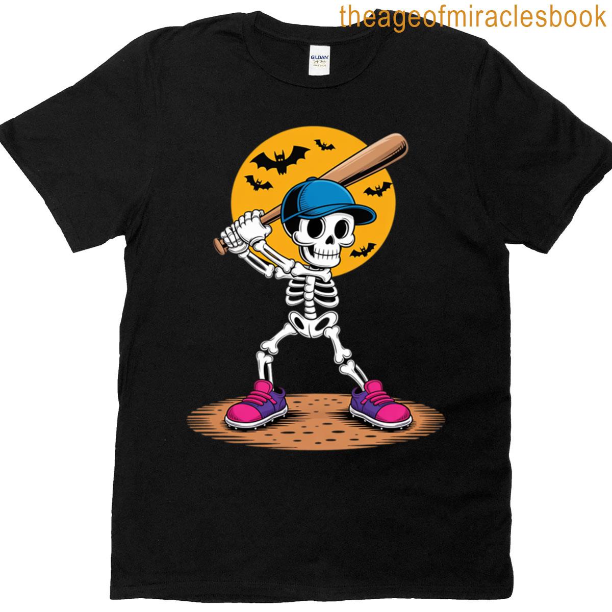 Baseball Skeleton Halloween Funny T-shirt