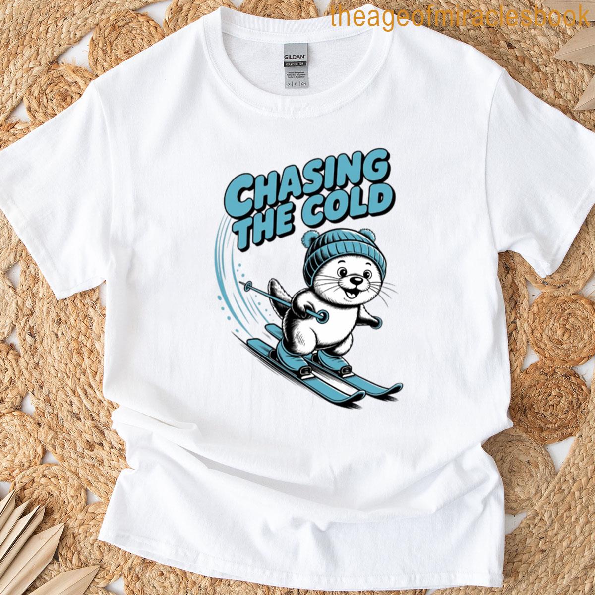 Chasing The Cold Cute Winter Skiing Otter T-shirt