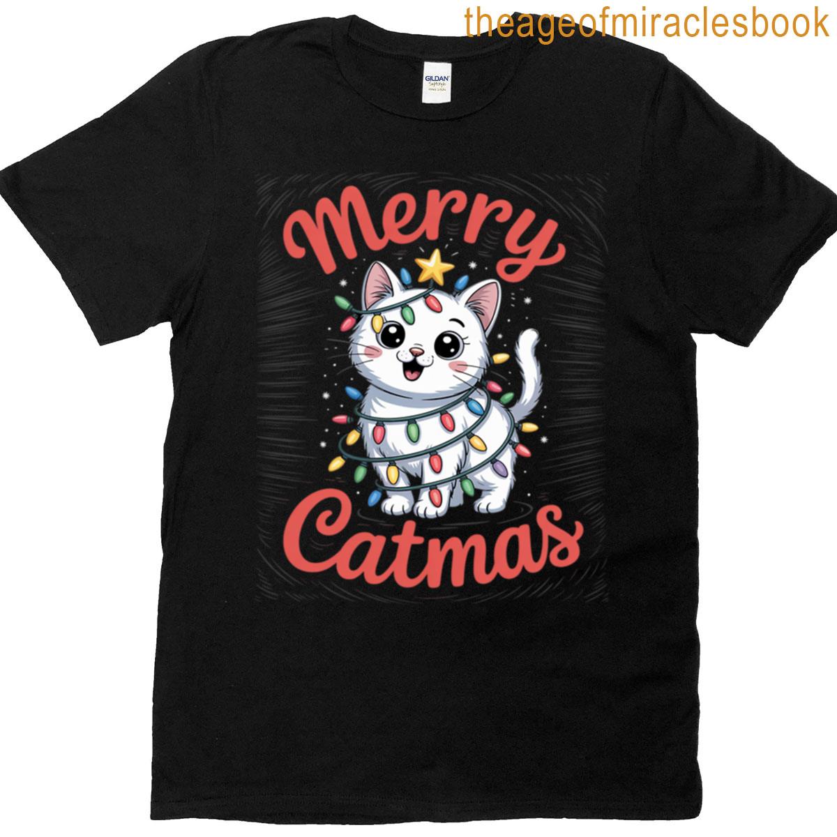 Funny Cat Christmas Tree Xmas Cute T-shirt