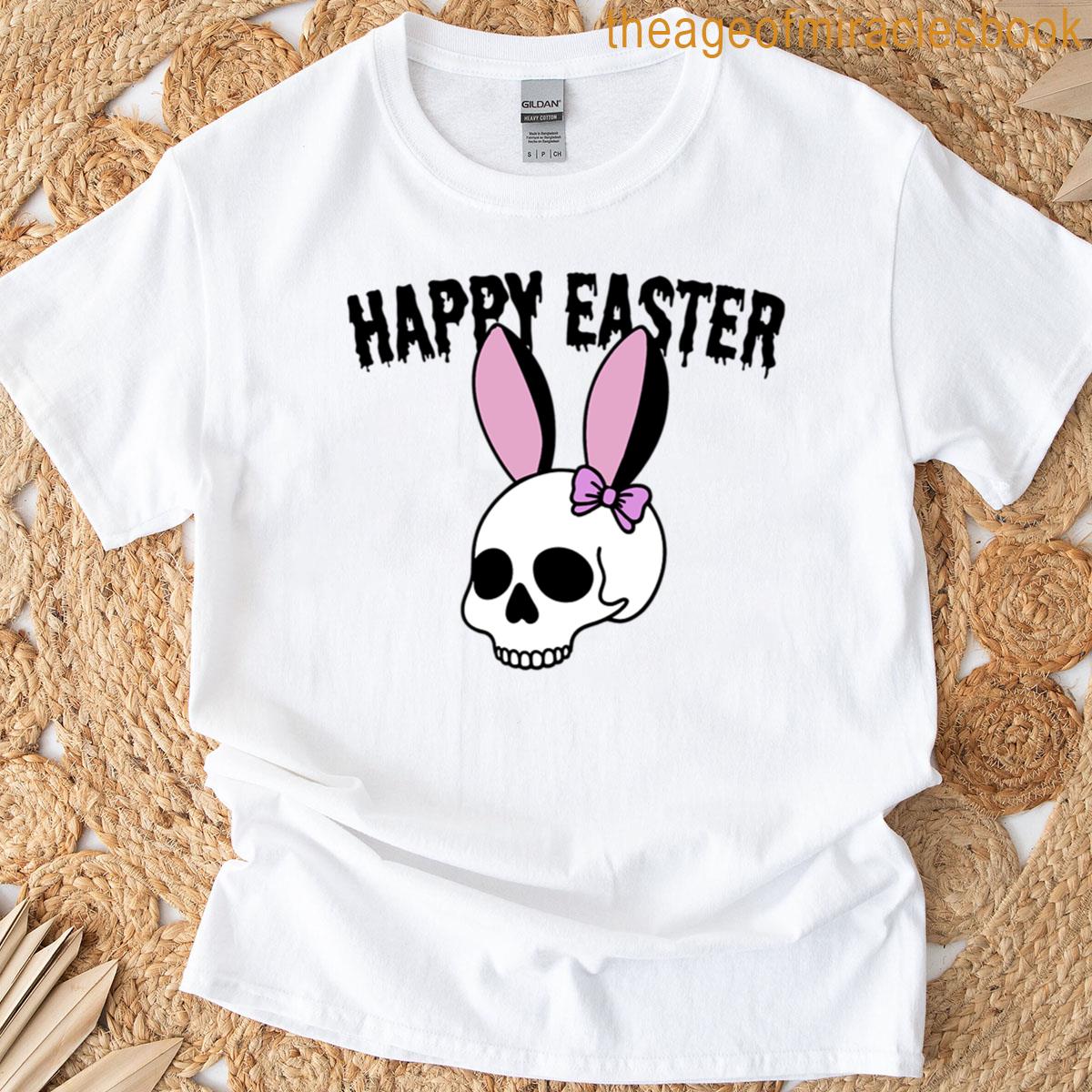 Goth Happy Easter Skull With Bunny Ears T-shirt