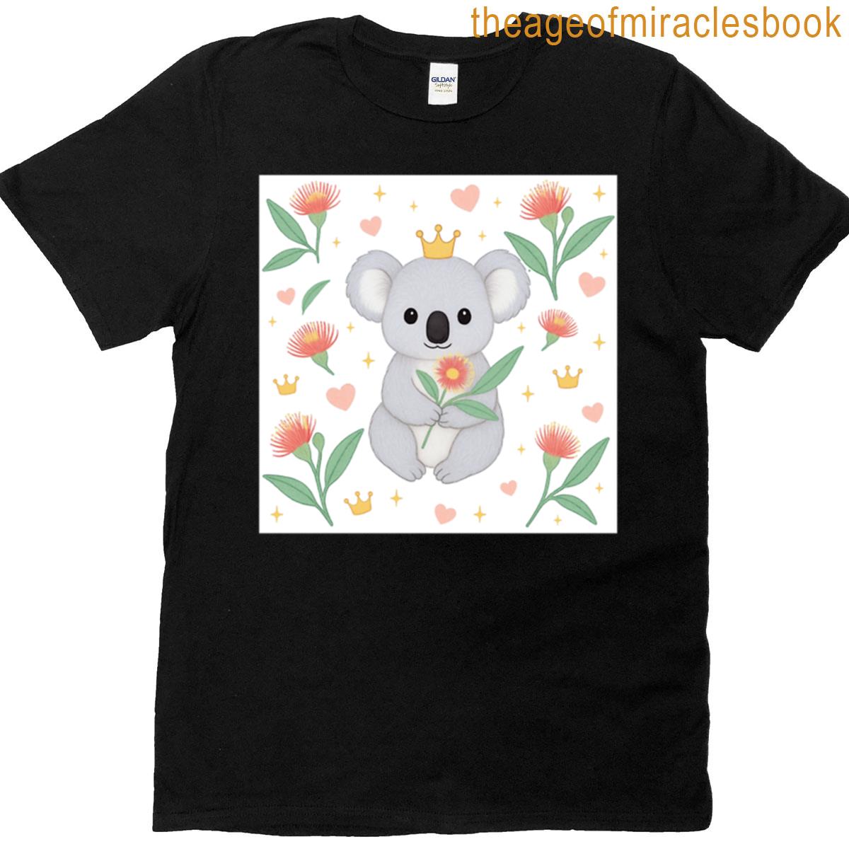 Koala With Eucalyptus Flowers White Background T-shirt