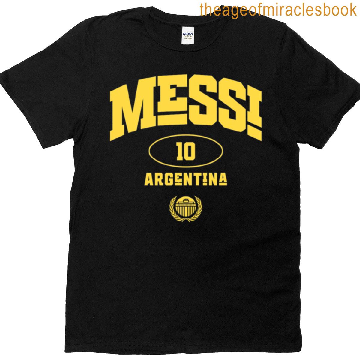 Messi 10 Yellow Text Soccer Legend T-shirt