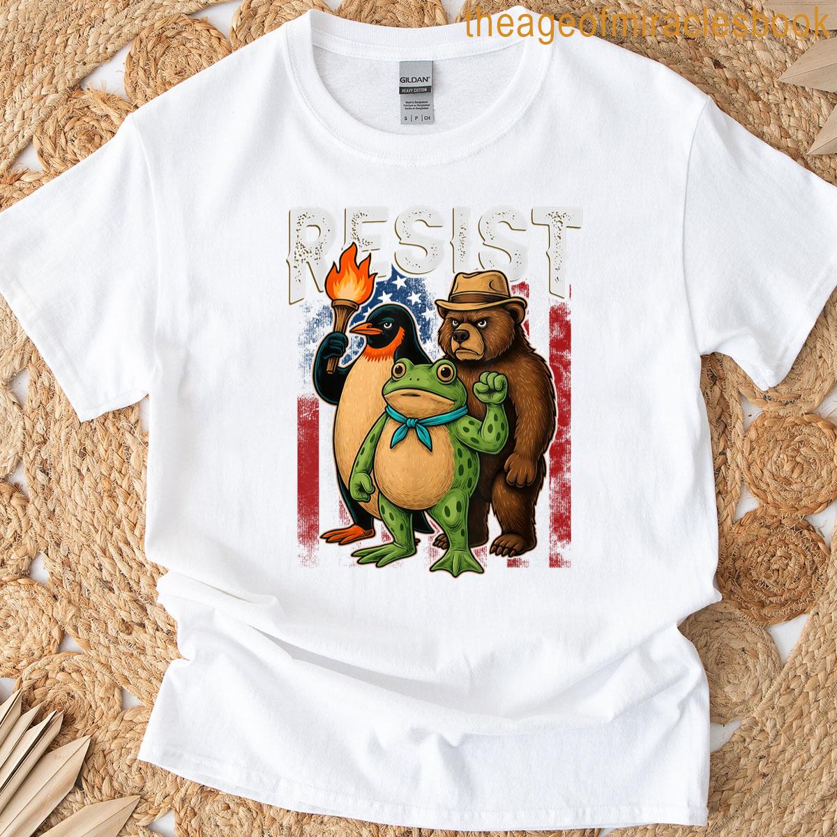 Penguin Frog Bear Resist Protest Against Tariffs T-shirt