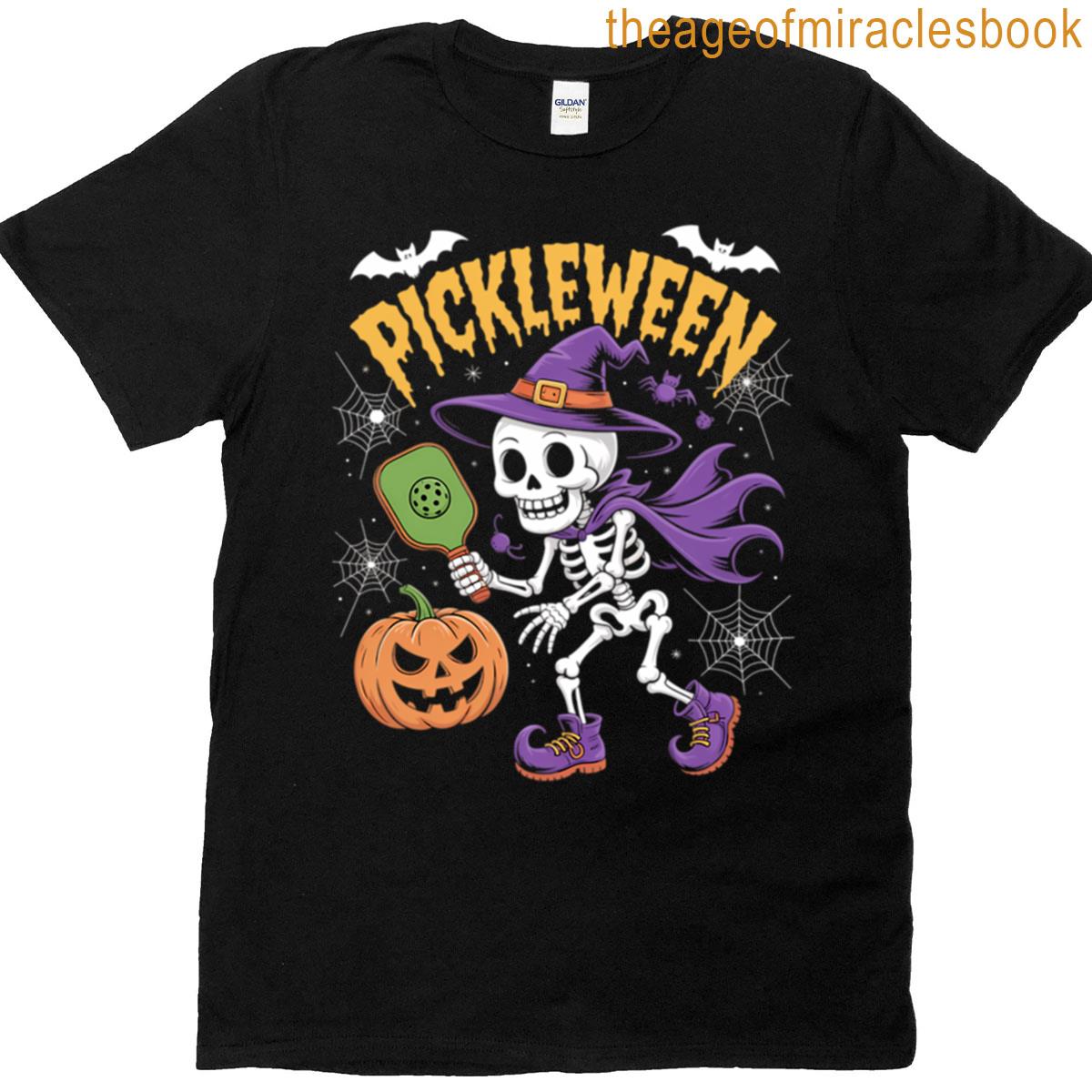 Pickleween Halloween Skeleton Pickleball Players T-shirt