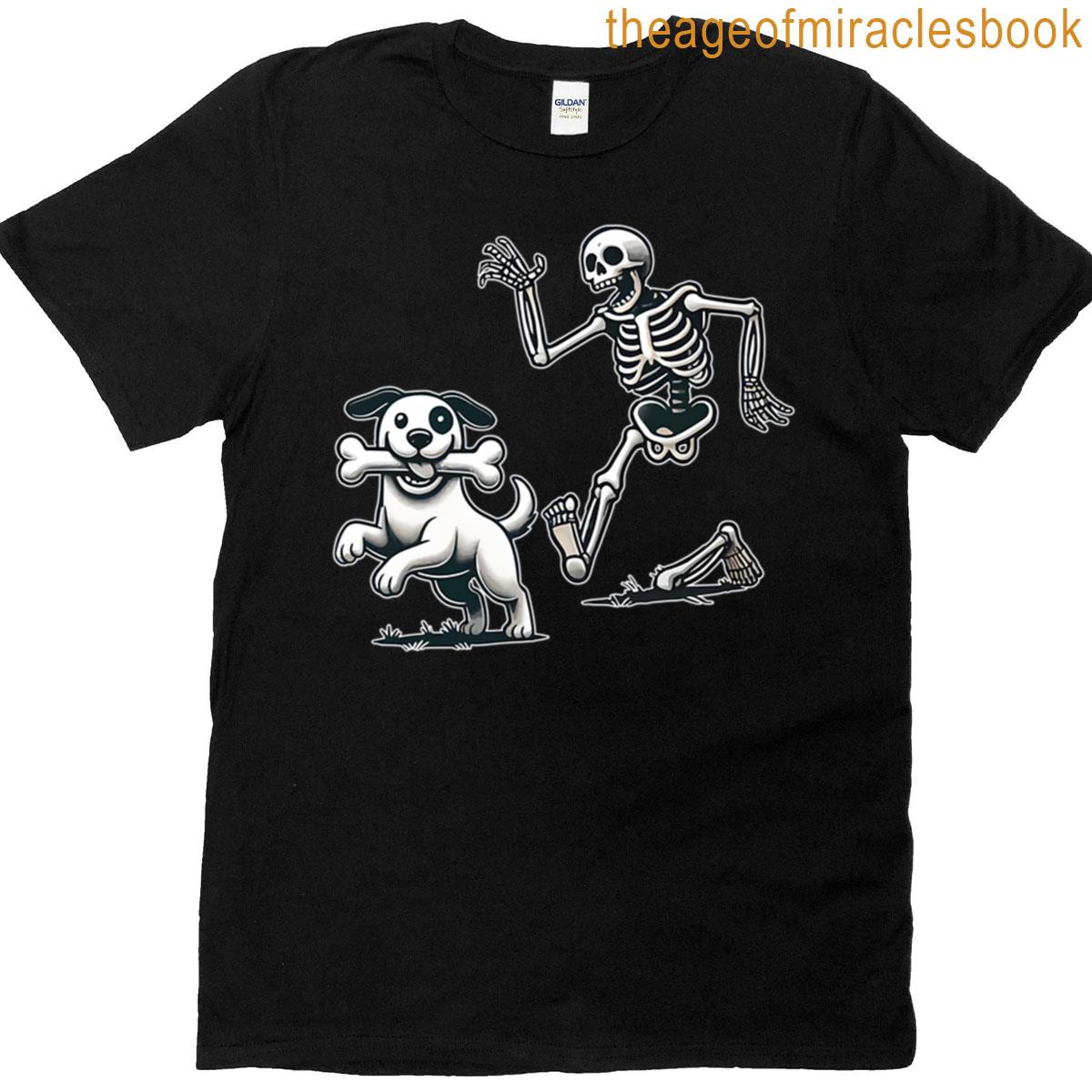 Skeleton Chasing Dog T-shirt