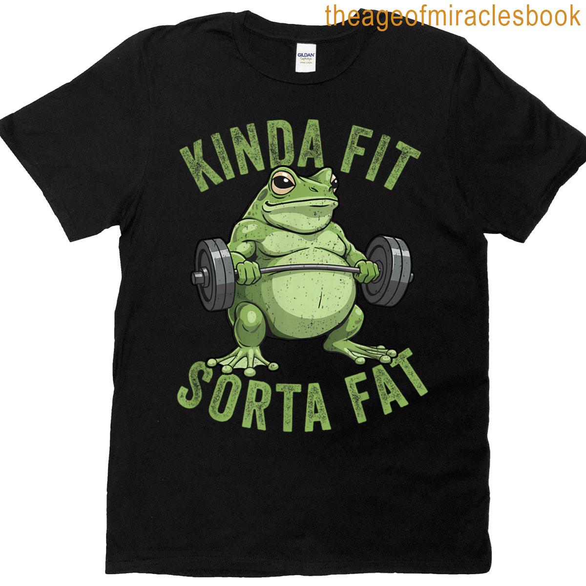 Kinda Fit Sorta Fat Funny Frog Lifting Weights T-shirt