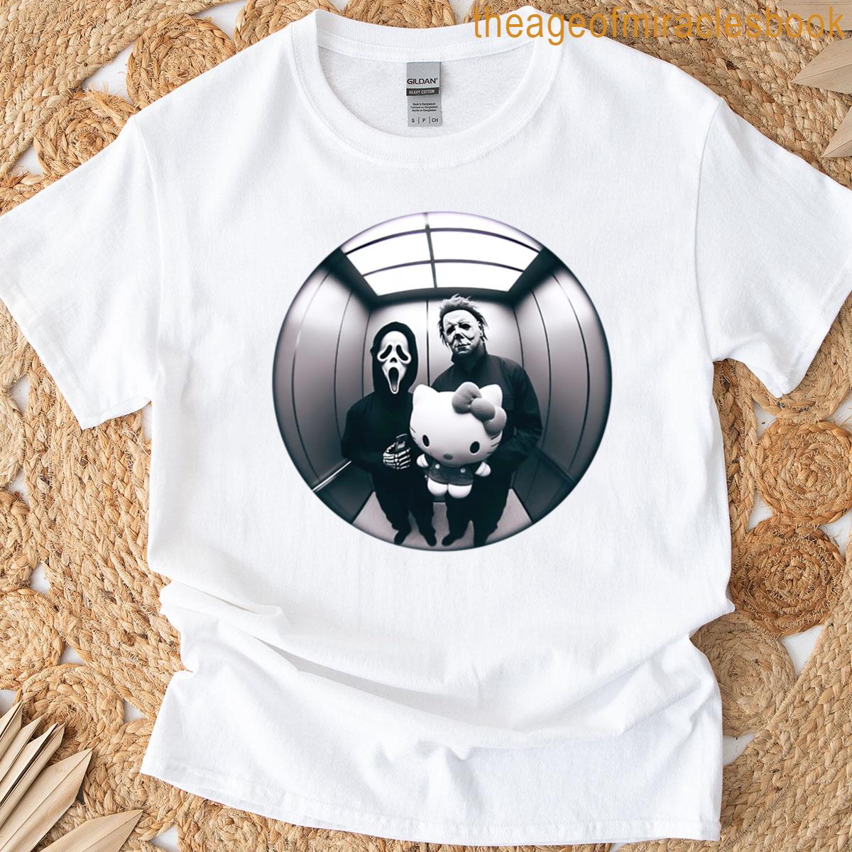 Michael Ghostface With Cute Cat T-shirt