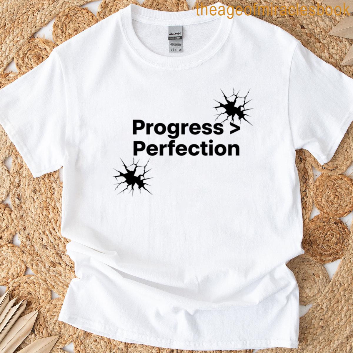 Progress Over Perfection Minimal Motivation Design T-shirt