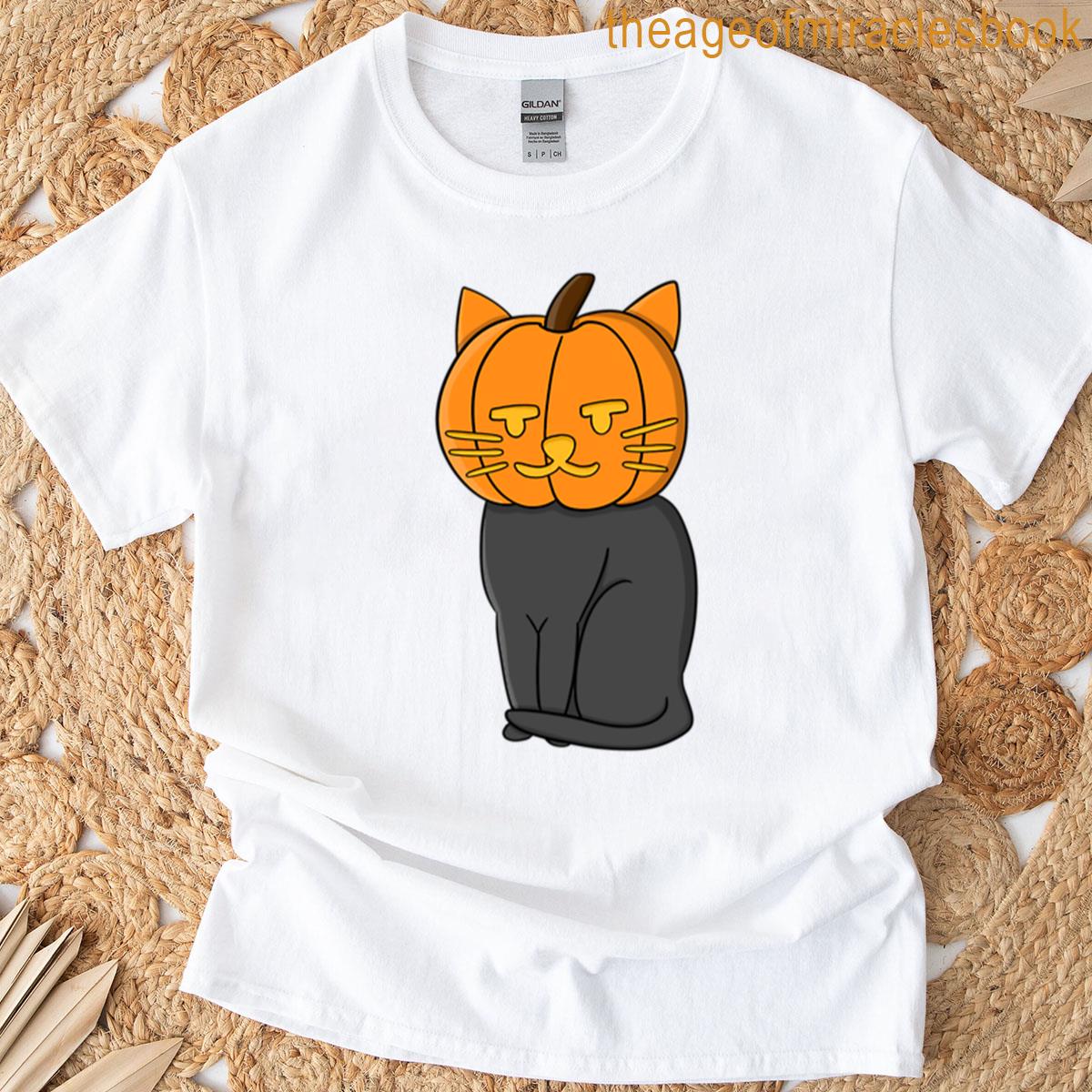 Cat With Pumpkin Head T-shirt