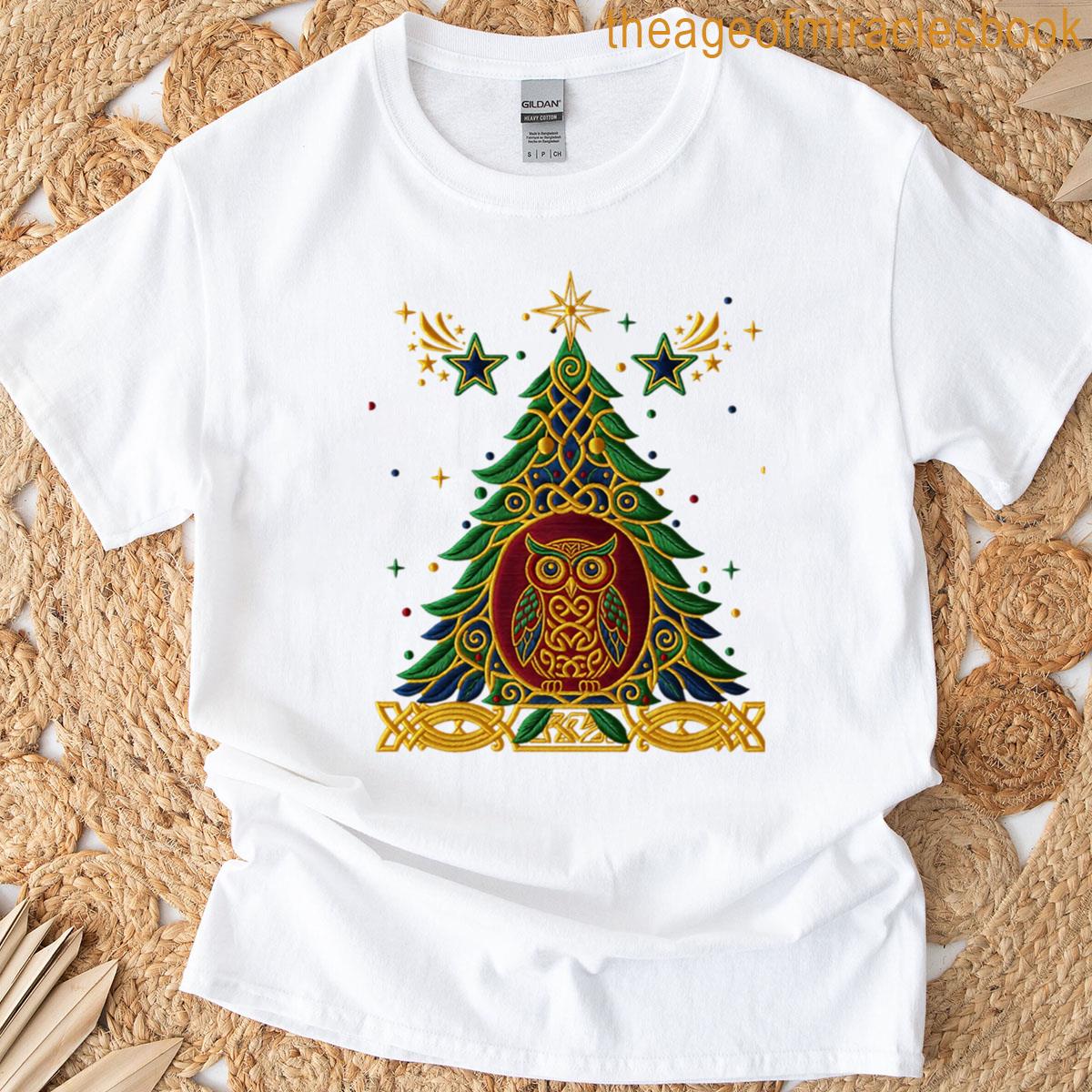 Celtic Owl Christmas Tree T-shirt